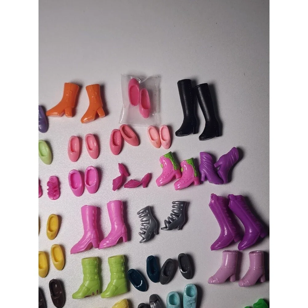 Polly Pocket Shoe Lot 49 Matching Pairs Boots Heels Sandals Rubber Plastic Matte